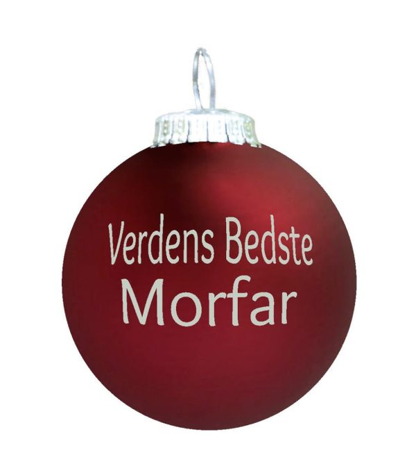 Verdens Bedste Morfar julekugle - mørk rød