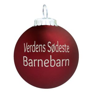 Verdens Sødeste Barnebarn julekugle - mørk rød