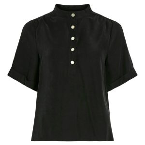 Vigalato High Neck bluse - Black Beauty