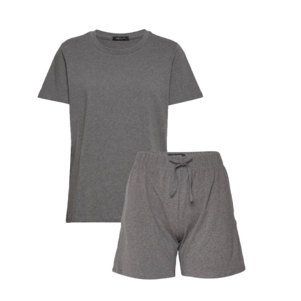 Decoy pyjamassæt med shorts og t-shirt, dame, mørkegrå, str. XL