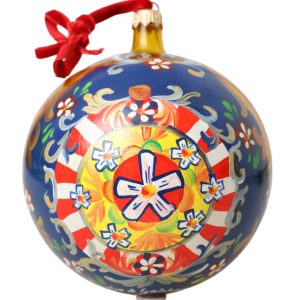 Dolce & Gabbana Gold Tone Carretto Print Round Ornament Christmas Ball