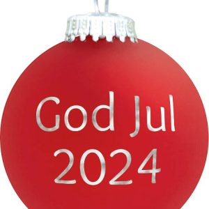 "God jul 2024." Julekugle mat rød