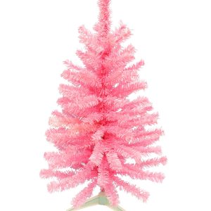 Kunstig juletræ m. afstivet top, pink - H90 x D50,8 cm.