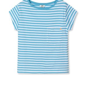 Organic Jersey Stripe Torva t-shirt - Alaskan Blue/Brilliant White