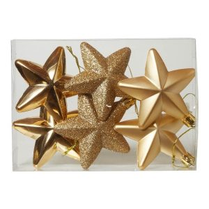 Stjerne ornament 12 cm 6 stk plast guld