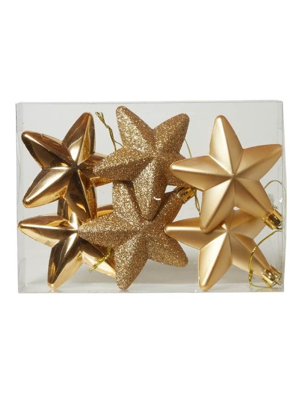 Stjerne ornament 12 cm 6 stk plast guld