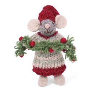 20624 Small Grey Mouse w/Garland, Gry & Sif