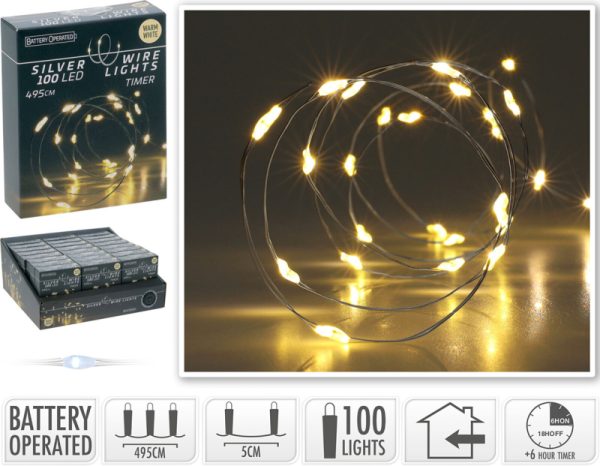 Lyskæde sølv-wire 100 LED