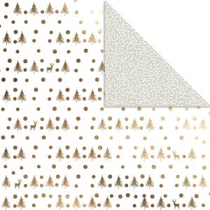 Designpapir - Hjorte Og Prikker - 30,5x30,5 Cm - 180 G - Guld - 3 Ark