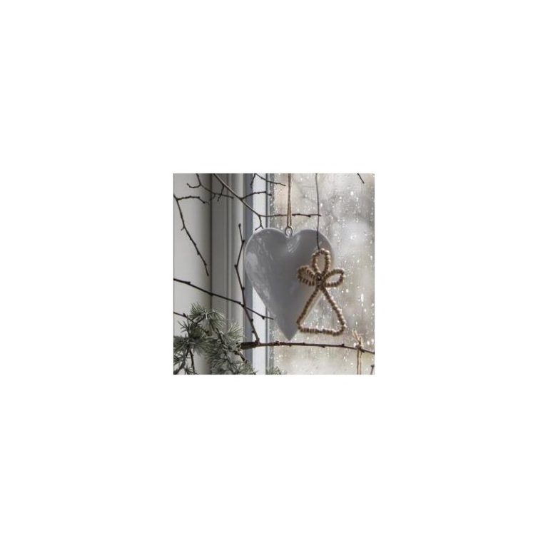 Hjerte hvid metal t/ ophæng - Ib Laursen - H: 10 cm - Jule Pynt