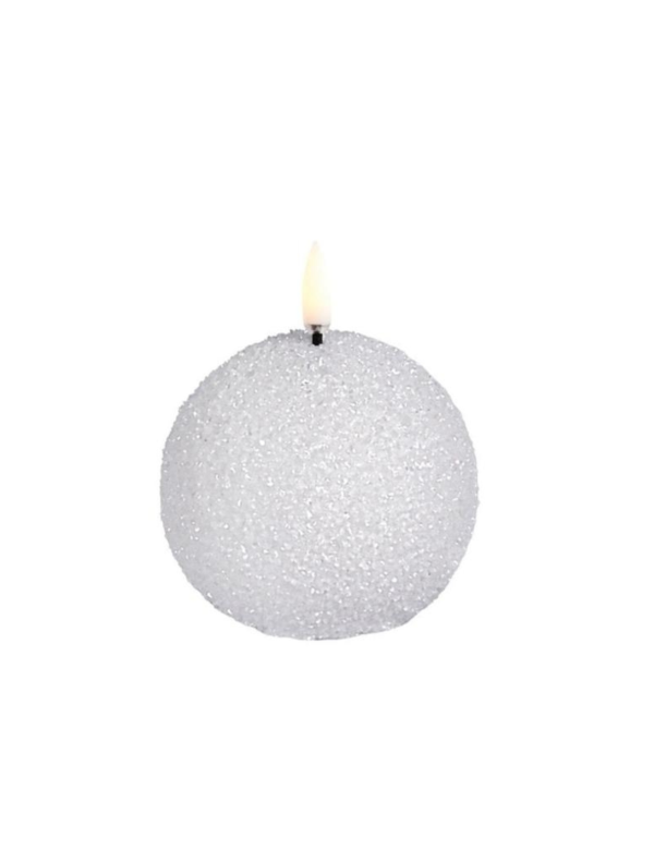 LED rundt glitterlys, Nordic White - 7x7 cm