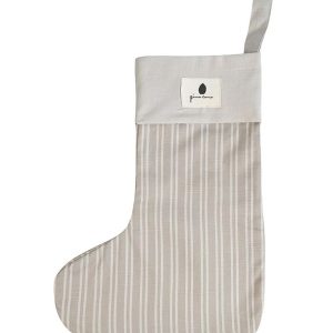 Pine Cone Julesok - Grandma's Christmas Sock - Beige Stripe