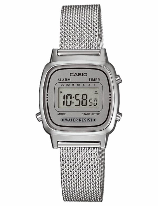 CASIO CLASSIC (3191) - BASIC digitalur i stål med meshlænke