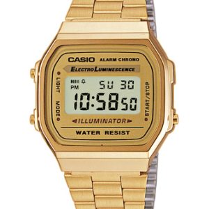 CASIO CLASSIC RETRO BASIC (3298) i guldfarvet med lænke