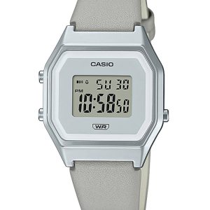 Casio Vintage LA680WEL-8EF stål med grå læderrem