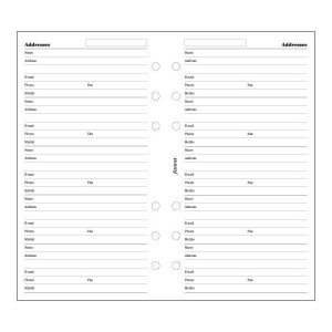 Filofax Contacts Refill - Personal