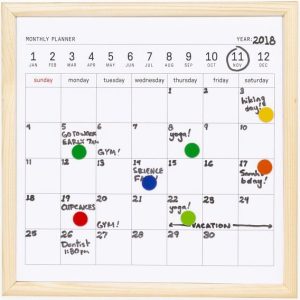 Kikkerland - Mini Whiteboard Kalender Inkl. Tusch - 20x20 Cm