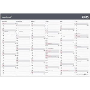 Mayland Kæmpekalender Moderne 2x6 mdr. papir rør 2025