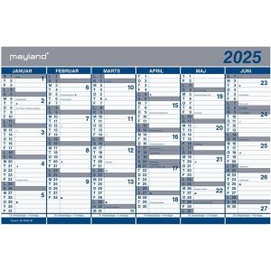 Mayland Kontorkalender Dobbelt halvårskalender 2025