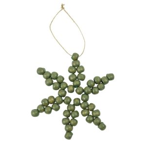 Julepynt, jule stjerner til juletræet, grøn, perler - 9 cm