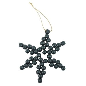 Julepynt, jule stjerner til juletræet, sort, perler - 12 cm