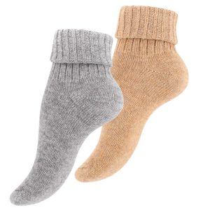 2 par korte uldsokker, alpaka, grå og beige