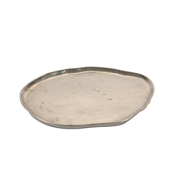 Bakke med skæve kanter, sølvfarvet - 29x26cm