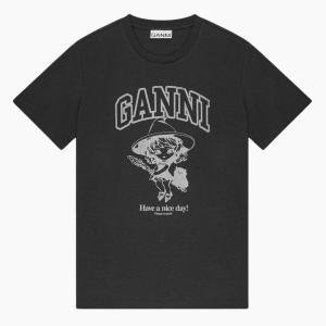 Basic Cotton Witch Relaxed T-shirt T4138 - Phantom - GANNI - Sort M