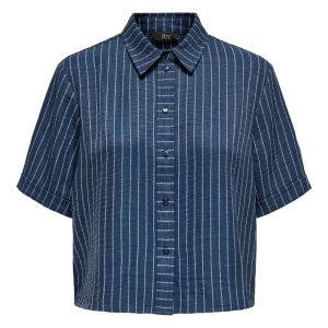 JDY - Skjorte - Power S/S Short Shirt - Insignia Blue Cloud Dancer