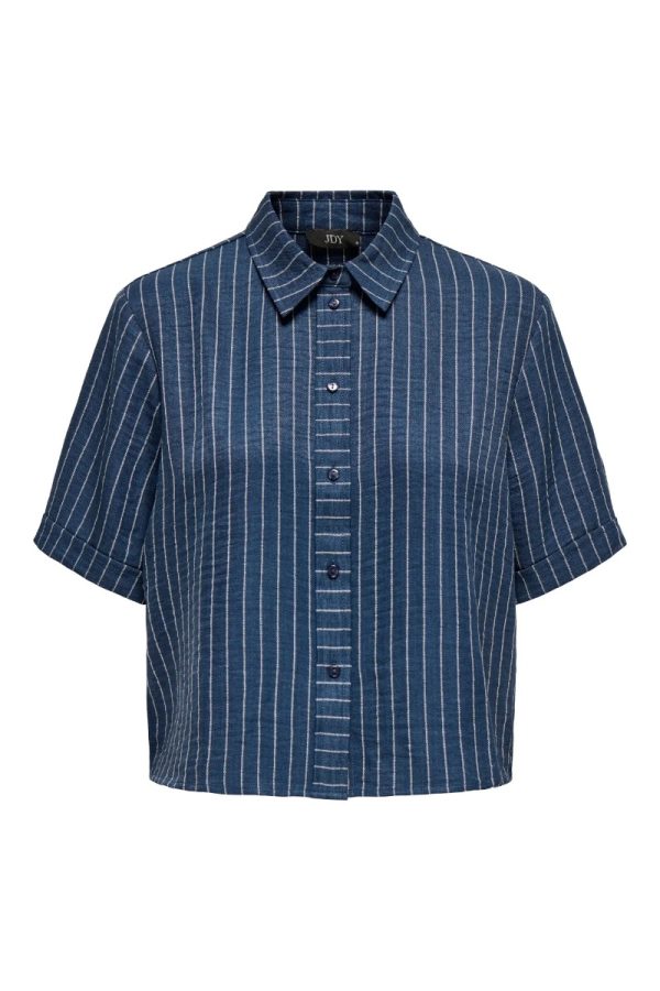 JDY - Skjorte - Power S/S Short Shirt - Insignia Blue Cloud Dancer