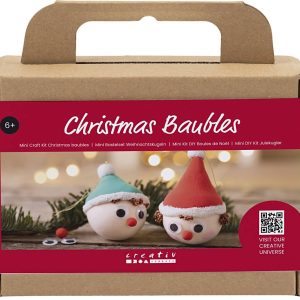 Mini Diy Kit Julekugler - Rød Og Grøn Nisse