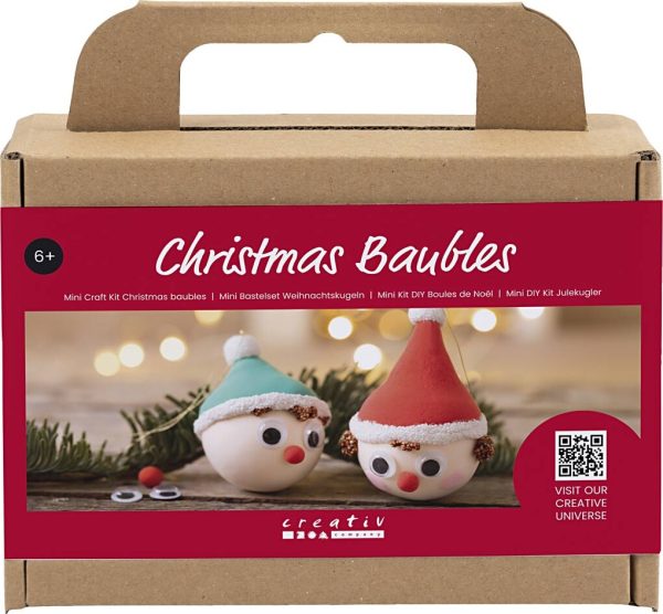 Mini Diy Kit Julekugler - Rød Og Grøn Nisse