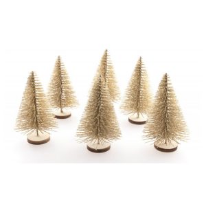 Mini Glimmer Juletræer Champagneguld