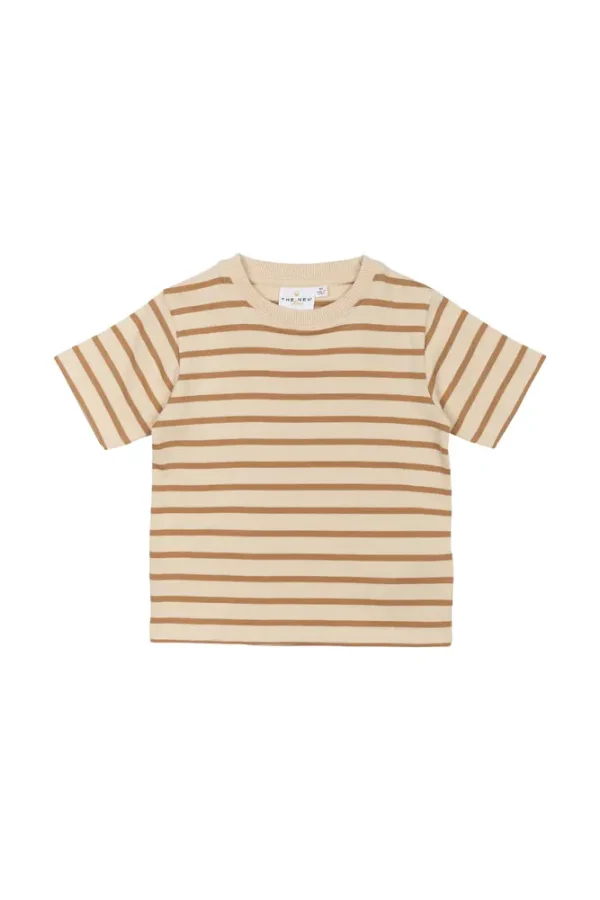 Nat Uni T-shirt - Indian tan striped - 98