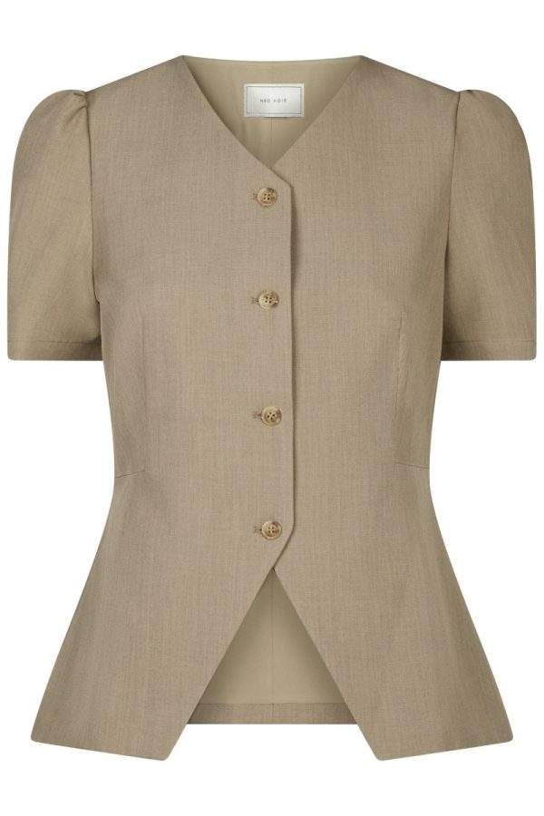 Neo Noir - Bluse - Jules Structure Blouse - Dark Taupe (Levering slut april)