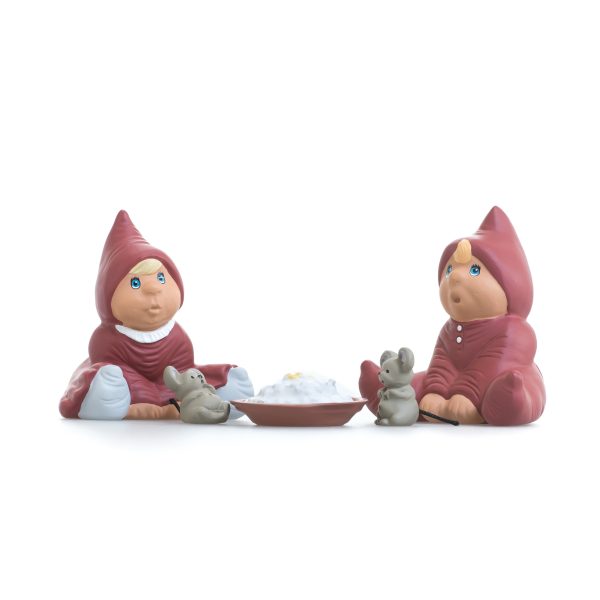 Bette Knud & Bette Inger med grød og 2 mus Klarborg Nisser