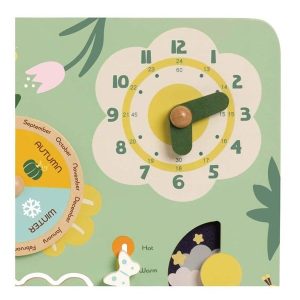 Classic World Wooden Vintage Calendar Learning Clock