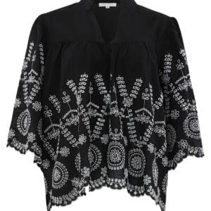 Continue - Bluse - Isa Embrodery - Black Ground W. White