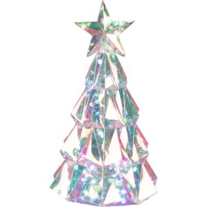 Konstmide juletræ med diamant effekt og lys, 30cm