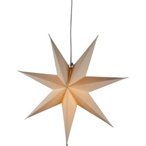 Konstmide papirstjerne med lys, 60 cm, hvid