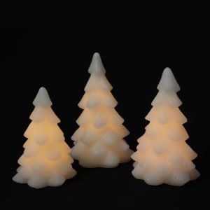 LED lys stearin - Juletræ m/timer - 16,18 eller 20 cm - hvid - 20 cm