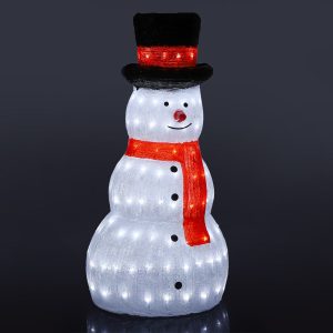 Snemand Akryl - højde 80 cm med LED-lys -