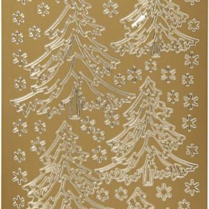 Stickers - Juletræ - 10x23 Cm - Guld - 1 Ark