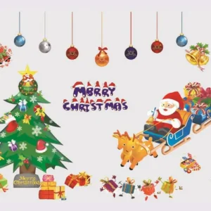 Merry Christmas Jule wallsticker. Julemand, juletræ, pynt mm.