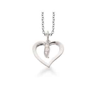 Scrouples sølv halskæde med 14 kt. hvidguldshjerte, 0,04 ct brillant W/SI