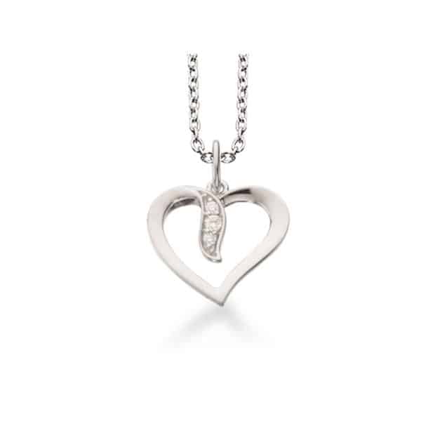 Scrouples sølv halskæde med 14 kt. hvidguldshjerte, 0,04 ct brillant W/SI